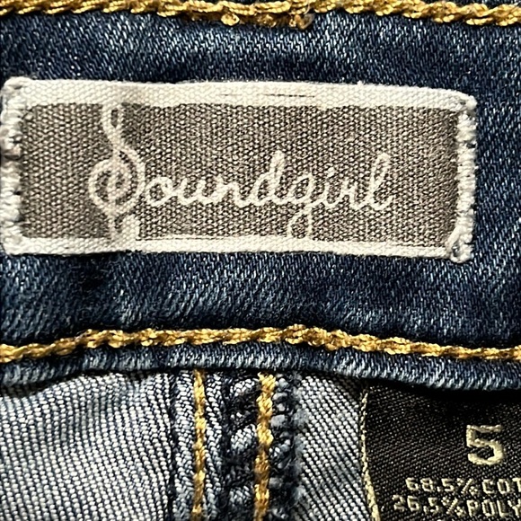 Soundgirl Women’s Distressed Shredded Blue Jeans Junior Size 5 - Picture 3 of 5
